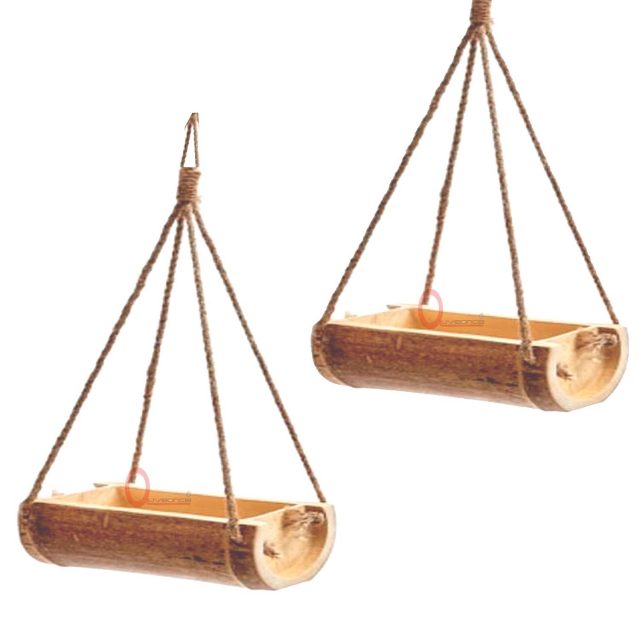 LIVEONCE Bamboo Open Feeder for Birds Set of 2 - Stumbit Deal of the Day