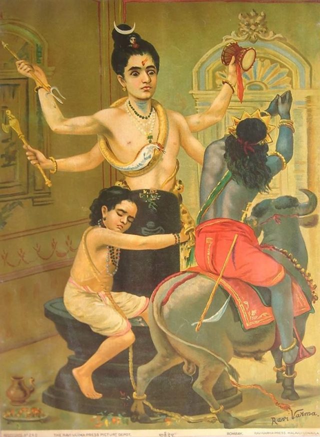 Lord Shiva and Markandeya-Ravi-Varma-Stumbit-Spirituality