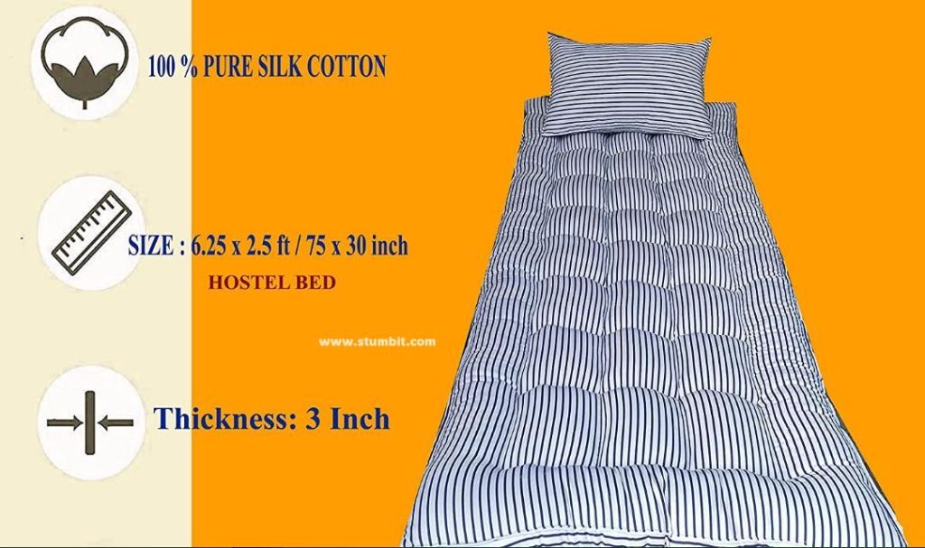 OZONE MATTRESS Organic Kapok Silk Cotton Ilavam Panju Single Cot Foldable Hostel Bed Mattress - Stumbit Home