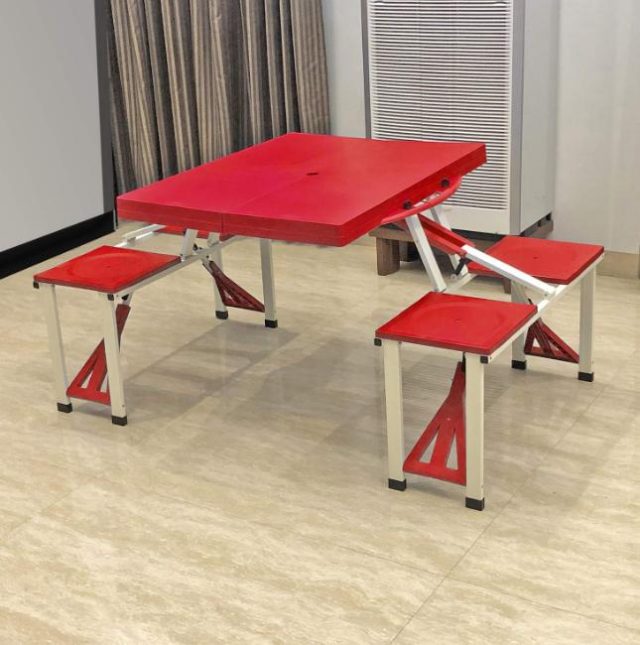 TABLE MAGIC Aluminium 4 Seater Foldable Easy to Carry Picnic Table - Stumbit Online Shopping-Explore